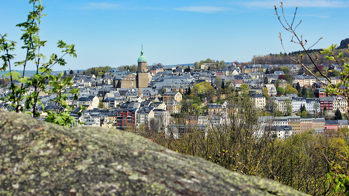 Blick von der "Teufelskanzel" in Buchholz auf Annaberg. Foto: Chris Bergau